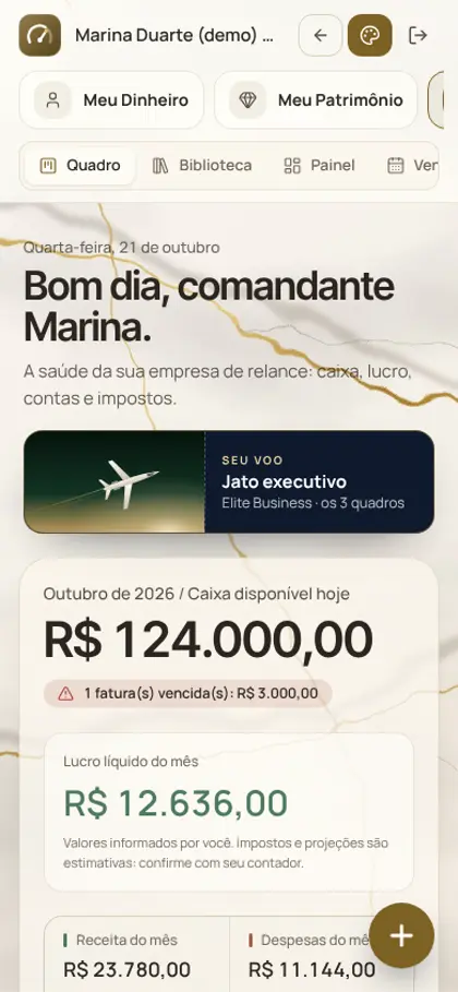 Exemplo do Cockpit para negócios